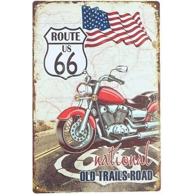 Plechová ceduľa Route 66 20x30cm