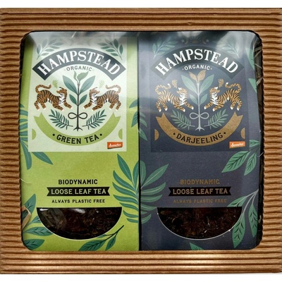 Hampstead Tea BIO Dárkový balíček sypaného zeleného a černého čaje 2 x 100 g