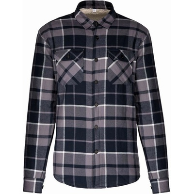 Kariban flanelová košile s sherpa fleecovou podšívkou K 579 storm grey/navy