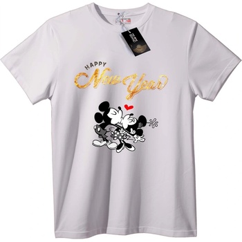 NOONEBRAND Тениска Честита Нова Година Mickey & Minnie - 2XL, Black
