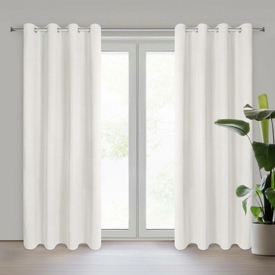 EUROFIRANY ZATEMŇOVACÍ ZÁVĚS (100%) NA KROUŽCÍCH NITA 140X250 CM KREMOVÁ