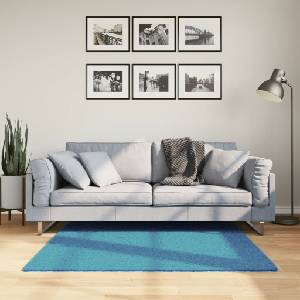 vidaXL Килим OVIEDO с къс косъм, тюркоаз, 120x120 см (375599)