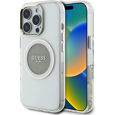 GUESS Калъф Guess IML Metal Colored Circle Classic Logo MagSafe за iPhone 16 Pro Max - сив (3666339428754)