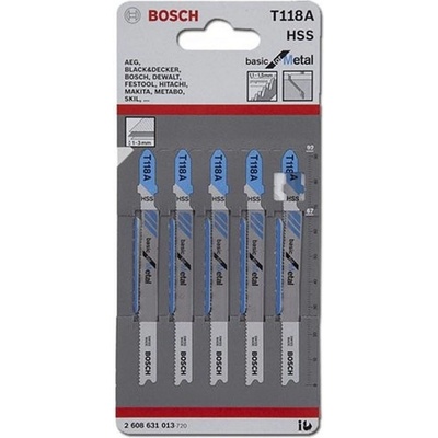 Bosch Pílové plátky do priamočiaré píly T 118 A, Basic for Metal, 5 kusov, 2608631013