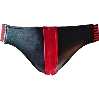 ostatní ROUGE Leather Jocks with Stripe Black/Red, L