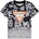 GUESS Тениска за мини момче в черно и бяло със сиви графити и червено лого Guess