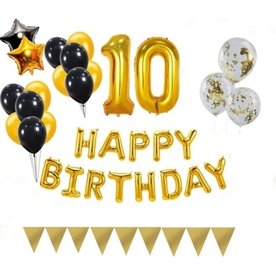 Balónkový set zlato černý číslo 10