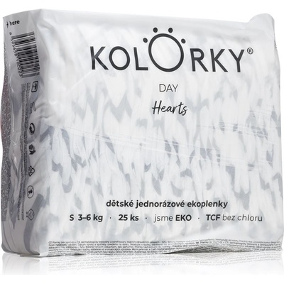 Kolorky Day Hearts EKO S 3-6 Kg 25 ks