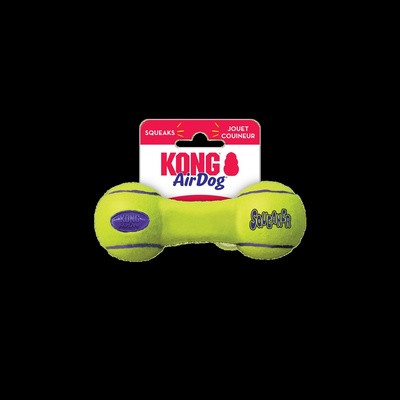 KONG Small Air Squeaker Dumbbell - Забавна кучешка играчка за дъвчене - дъмбел, 14 см