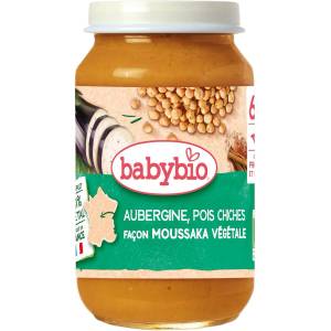 Babybio Био пюре Babybio - Вегетарианска мусака с патладжан, нахут и домати, 6м+, 200 g (3288130510669) - ozone