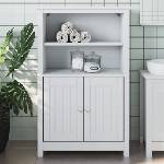 vidaXL Шкаф за баня "BERG", бял, 69, 5x34x110 см, бор масив (358546)