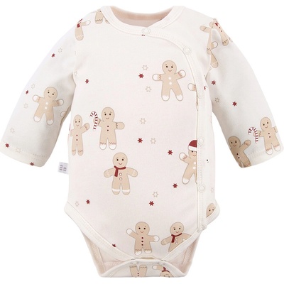 Eevi Body na zapínanie s dlhým rukávom Moje prvé Vianoce ecru