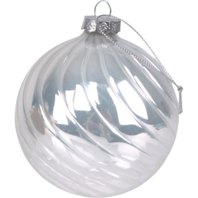 DECOLED Plastová guľa priem. 10 cm strieborná 6× lesklá
