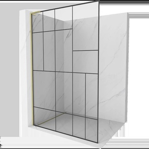 Mexen Kioto L стена за душ Walk-in 70 x 200 см, черен модел, злато четкан - 800-070-103-55-78 (800-070-103-55-78)