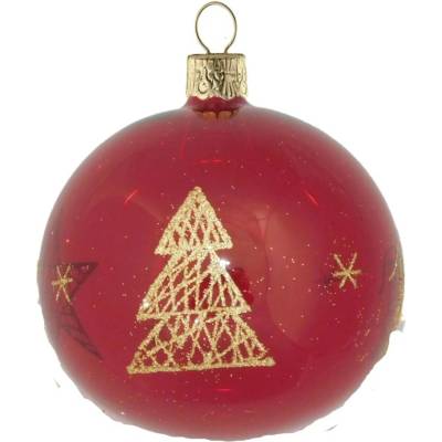 ORNEX Guľa sklenená bordó hviezdy 80 mm