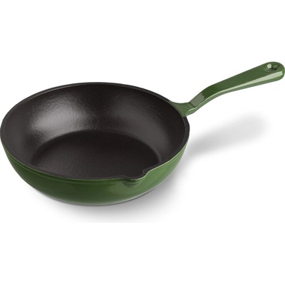 Český smalt GOURMETINA Litinová smaltovaná pánev TEREZA Listově zelená/black edition 21 cm