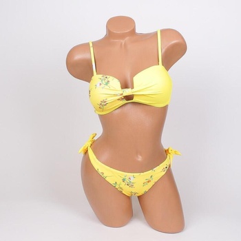Image 1 of Дамски бански от две части в жълто с цветя