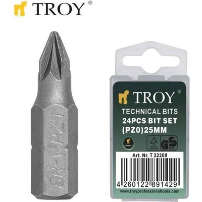 TROY Накрайници за отвертка (PZ0x25mm) (T 22209)