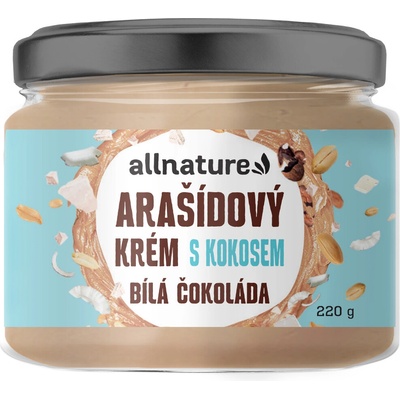 Allnature Arašídový krém s bílou čokoládou a kokosem 220 g