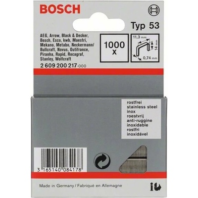 BOSCH Sponky do sponkovačky z tenkého drátu, typ 53, nerezové Typ 53; L = 14 mm (1000 ks) 2609200217