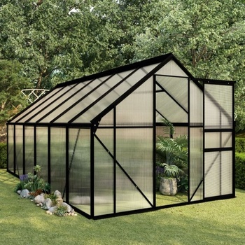 vidaXL Hliníkový skleník s podkladovým rámom, antracitový 7,03 m²