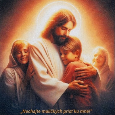 Obraz na dreve (30x30) Nechajte maličkých prísť ku mne!