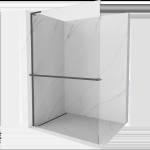 Mexen Kioto+ L душ стена с рафт Walk-in 65 x 200 cm, прозрачно, четка в цвят gun gray - 800-065-123-66-00 (800-065-123-66-00)