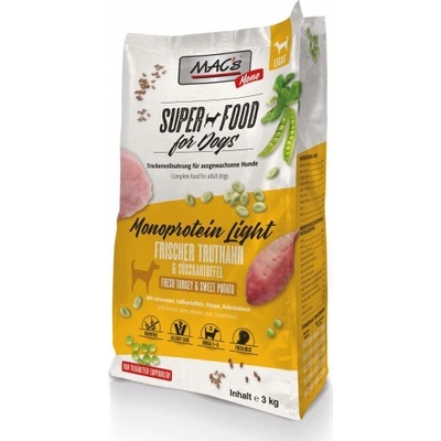 MAC's MONO Light Senior Adult GRAIN FREE - суха храна за кучета с наднормено тегло или застаряващи с пуешко месо 3 кг - Германия - 90542