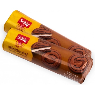 Schär Mini Sorrisi kakaové sušenky bez lepku s mléčnou náplní 100 g