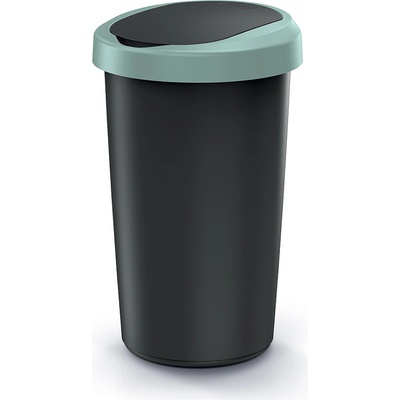 Prosperplast Odpadkový kôš COMPACTA R FLAP recyklovaný čierny so svetlozeleným vekom 50 l