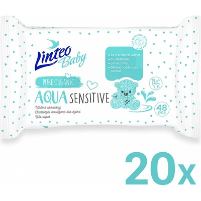 LINTEO Vlhčené ubrousky Baby AQUA Sensitive 20 x 48 ks