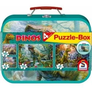 Schmidt Spiele Puzzle 2x60 + 2x100 in a suitcase Dinosaurs G3