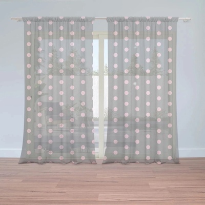 Sablio Záclony Ružové bodky na šedej: 2ks 150x250cm