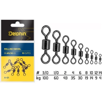 Delphin Obratlík Rolling Swivel A-01 vel.8/19kg 10ks – Zboží Mobilmania