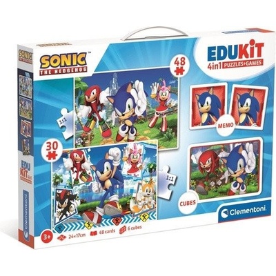 Edukit Sonic 4v1 (pexeso, 48 + 30 puzzle, 6 kostek)