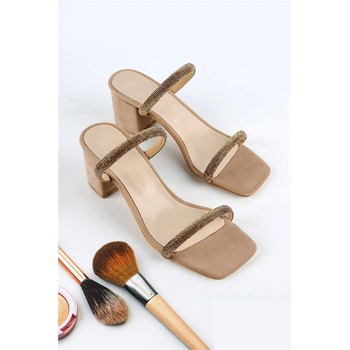 Moda Trend Дамски сандали с ток - Бежови #328348 (328348_Бежов)