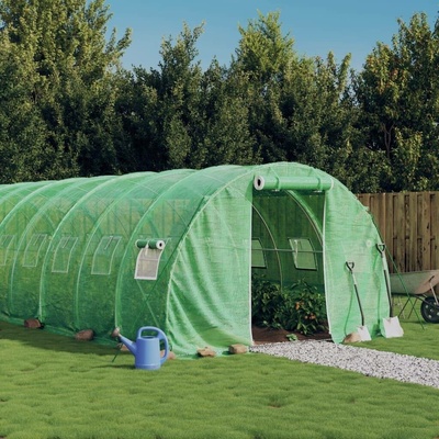 vidaXL Skleník s ocelovým rámem 24 m² 8 x 3 x 2 m 3188052 Zelená