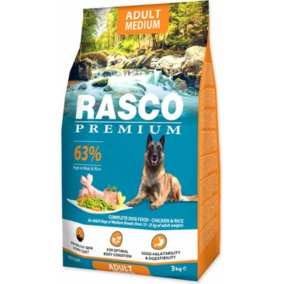 Rasco Premium Adult Medium kurča s ryžou 3 kg