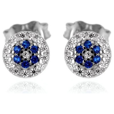 Zlatnictví U Kostela zlaté náušnice s modrými a bílými zirkony 349