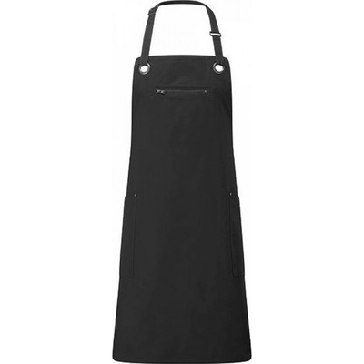 Premier Workwear Udržitelná dlouhá zástěra s kontrastním stehem Barley černá uhlová Pantone 7540C 86x72cm PW121