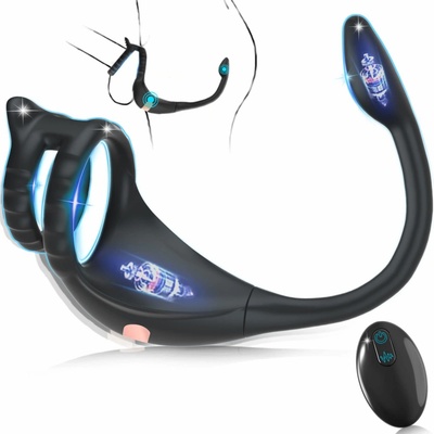 SuperLove Dual Vibrating Cock Ring Anal Lock & Prostate Massager with Remote Black – Zbozi.Blesk.cz