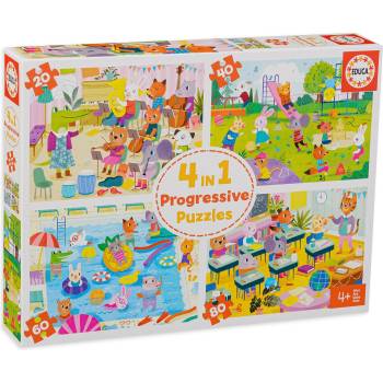 Image 1 of Educa Пъзел Educa 4 в 1 - На училище (EDU18904)