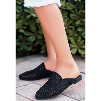 Erbil Shoes Дамски плетени чехли - Черни #366830 (366830_Черно)