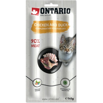 Ontario Pochúťka kura a kačka tyčinky 3 x 5 g