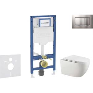 Geberit Duofix - Комплект за монтаж пред стена, тоалетна „Gaia и седалка със система „softclose, бутон „Sigma20, матов хром/хром SANI11CA1134B (SANI11CA1134B)
