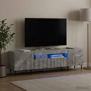 vidaXL LED телевизионен кабинет HAARLEM 153 x 35 x 43 см Бетонно сиво (896908)