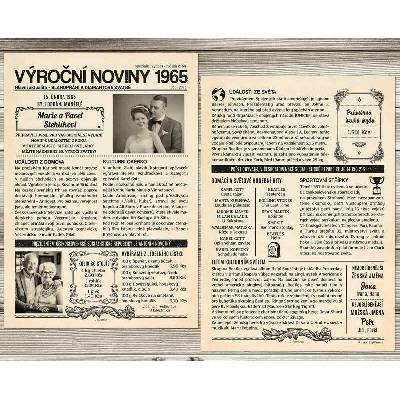 Noviny k výročí svatby 1965 - dvoustranné nebo jednostranné