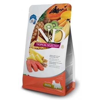 Farmina N&D Dog Grain Free Tropical Selection Dog Adult MINI Salmon and Tropical fruits - суха храна за кучета над 1 година от дребни породи, със сьомга, спелта, овес и тропически плодове - 1, 5 кг Италия - PND0150089