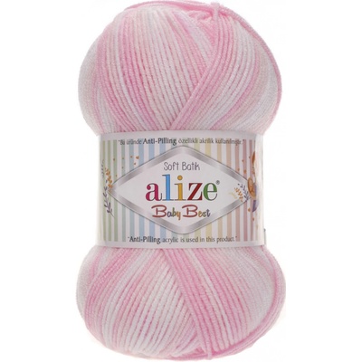 Alize příze Baby Best Batik 6660 bílá, růžová