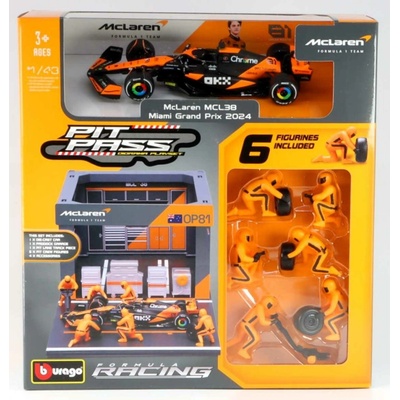 Bburago Set McLaren F1 O.Piastri 81 Diorama Pit Stop 1:43
